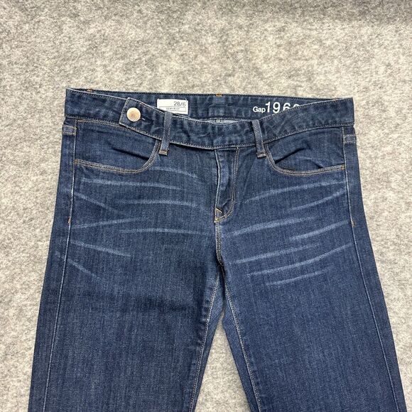 Gap 1969 Sexy Boot Women's Boot Cut Jeans Size 28 / 6 Blue Dark Wash Denim - Picture 2 of 14